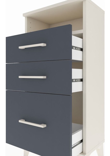 Arges Komodin Tek Raflı 3 Çekmeceli 44X30X96 Aytaşı-Antrasit indirimleri