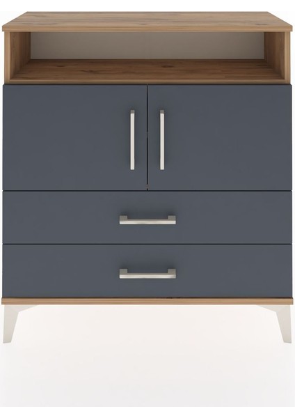 Arges Şifonyer 3 Raflı 2 Çekmeceli 2 Kapaklı 88X30X96 Çam-Antrasit