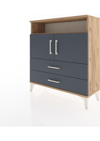 Arges Şifonyer 3 Raflı 2 Çekmeceli 2 Kapaklı 88X30X96 Çam-Antrasit modelleri