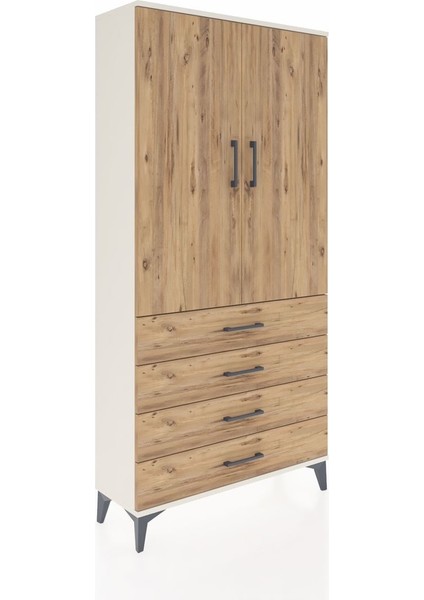 Arges Dolap 3 Raflı 4 Çekmeceli 2 Kapaklı 88X30X182 Aytaşı-Çam fiyatları