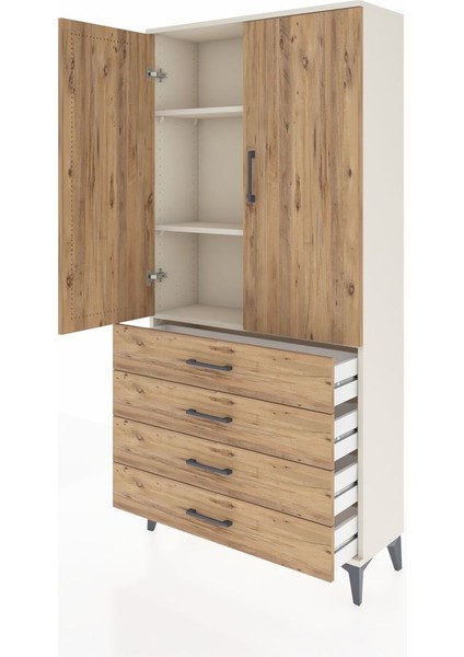 Arges Dolap 3 Raflı 4 Çekmeceli 2 Kapaklı 88X30X182 Aytaşı-Çam fırsatları