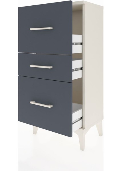 Arges Komodin 3 Çekmeceli 44X30X96 Aytaşı-Antrasit fırsatları