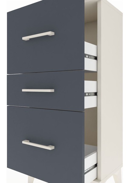 Arges Komodin 3 Çekmeceli 44X30X96 Aytaşı-Antrasit indirimleri