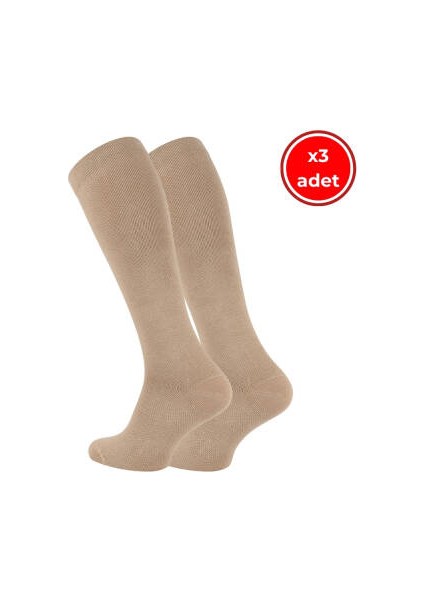 Seyahat Çorabı, 3 Adet, 39-42, %65 Pamuklu Çorap, Bej