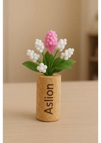 El Yapımı Lavanta Kokulu Çiçekli Mantar Magnet - Dekoratif Buzdolabı Süsü - Doğal Tasarım Pembe