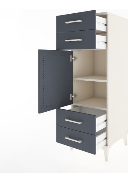 Hyperion Dolap 2 Raflı 4 Çekmeceli Tek Kapaklı 44X44X134 Aytaşı-Antrasit fırsatları