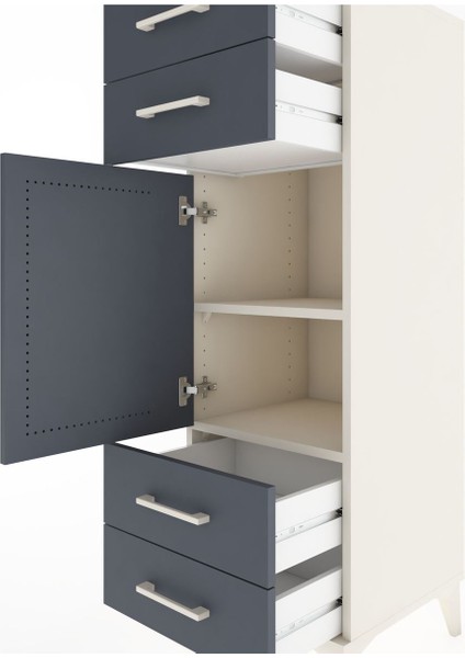 Hyperion Dolap 2 Raflı 4 Çekmeceli Tek Kapaklı 44X44X134 Aytaşı-Antrasit indirimleri