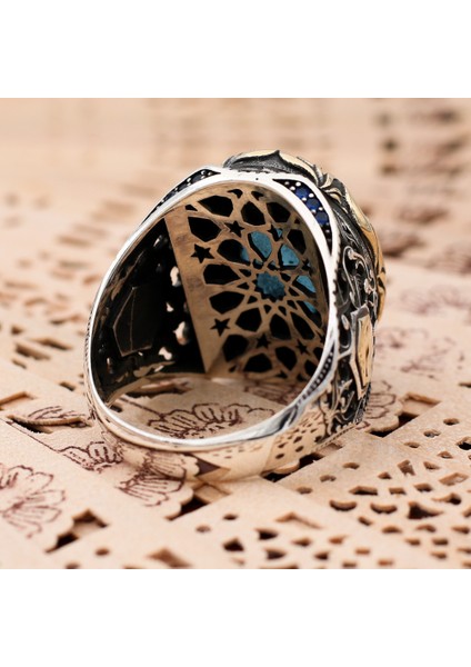 Kişiye Özel Harf Yazılı Mavi Zirkon Taşlı Otantik Gümüş Erkek Yüzük fırsatları