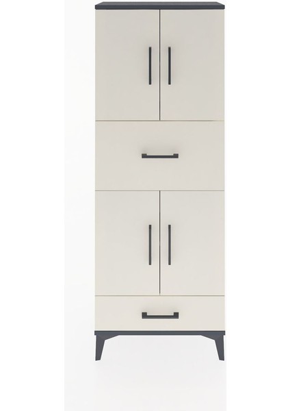 Arges Dolap 4 Raflı 2 Çekmeceli 4 Kapaklı 60X30X163 Antrasit-Aytaşı