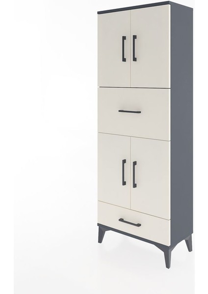 Arges Dolap 4 Raflı 2 Çekmeceli 4 Kapaklı 60X30X163 Antrasit-Aytaşı modelleri