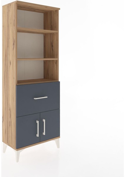 Arges Dolap 3 Raflı Tek Çekmeceli 2 Kapaklı 60X30X163 Çam-Antrasit fiyatları