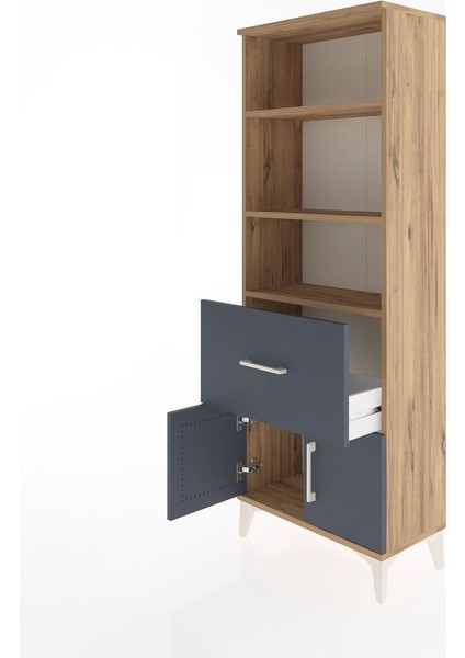 Arges Dolap 3 Raflı Tek Çekmeceli 2 Kapaklı 60X30X163 Çam-Antrasit fırsatları