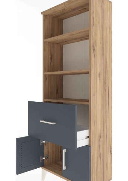 Arges Dolap 3 Raflı Tek Çekmeceli 2 Kapaklı 60X30X163 Çam-Antrasit indirimleri