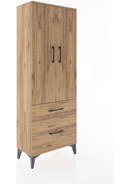 Arges Dolap 3 Raflı 2 Çekmeceli 2 Kapaklı 60X30X163 Çam-Çam fiyatları