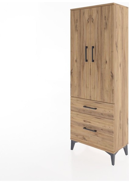 Arges Dolap 3 Raflı 2 Çekmeceli 2 Kapaklı 60X30X163 Çam-Çam modelleri