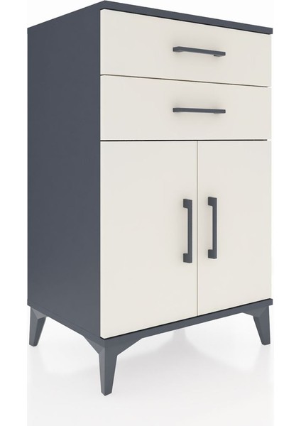 Hyperion Komodin Tek Raflı 2 Çekmeceli 2 Kapaklı 60X44X96 Antrasit-Aytaşı fiyatları