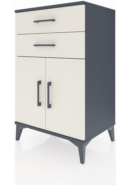 Hyperion Komodin Tek Raflı 2 Çekmeceli 2 Kapaklı 60X44X96 Antrasit-Aytaşı modelleri