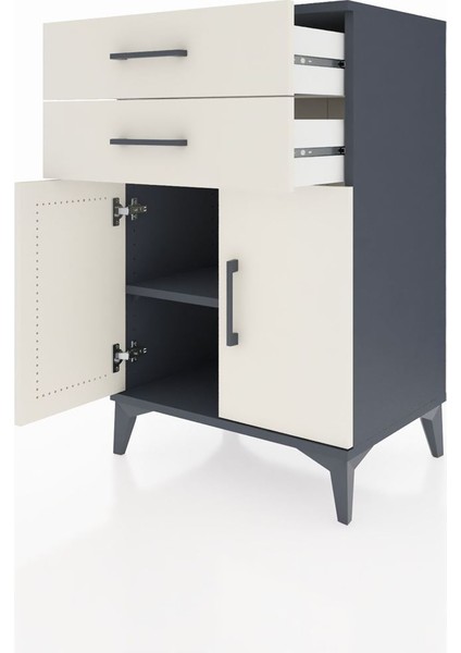 Hyperion Komodin Tek Raflı 2 Çekmeceli 2 Kapaklı 60X44X96 Antrasit-Aytaşı fırsatları