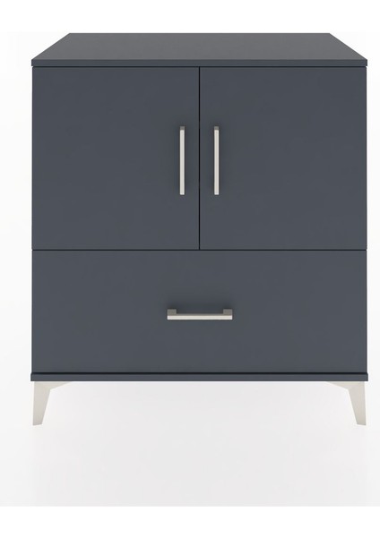 Hyperion Şifonyer 3 Raflı Tek Çekmeceli 2 Kapaklı 88X44X96 Antrasit-Antrasit