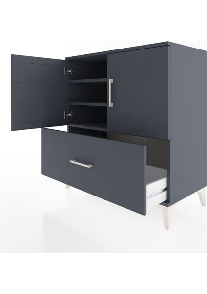 Hyperion Şifonyer 3 Raflı Tek Çekmeceli 2 Kapaklı 88X44X96 Antrasit-Antrasit fırsatları