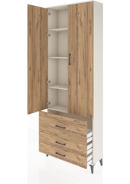 Arges Dolap 4 Raflı 3 Çekmeceli 2 Kapaklı 88X30X243 Aytaşı-Çam fırsatları