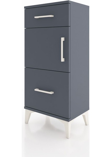 Arges Komodin Tek Raflı 2 Çekmeceli Tek Kapaklı 44X30X96 Antrasit-Antrasit modelleri