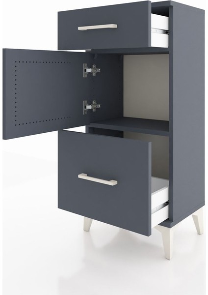 Arges Komodin Tek Raflı 2 Çekmeceli Tek Kapaklı 44X30X96 Antrasit-Antrasit fırsatları