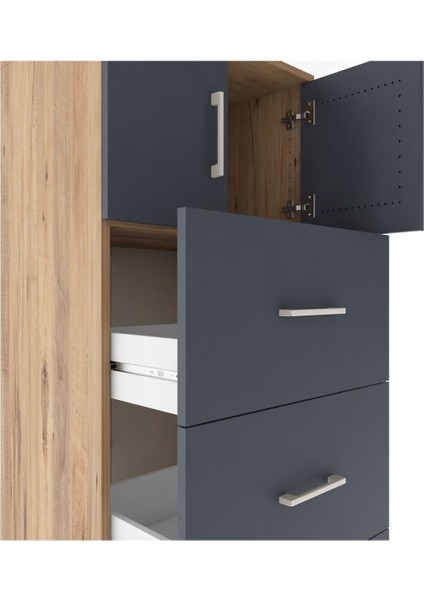 Hyperion Dolap Tek Raflı 4 Çekmeceli 2 Kapaklı 60X44X182 Çam-Antrasit indirimleri