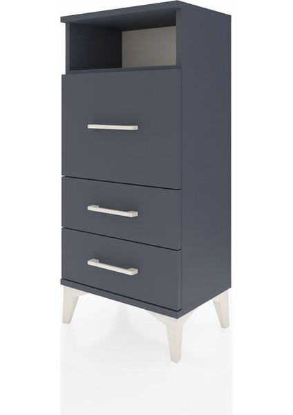 Arges Komodin Tek Raflı 3 Çekmeceli 44X30X96 Antrasit-Antrasit modelleri