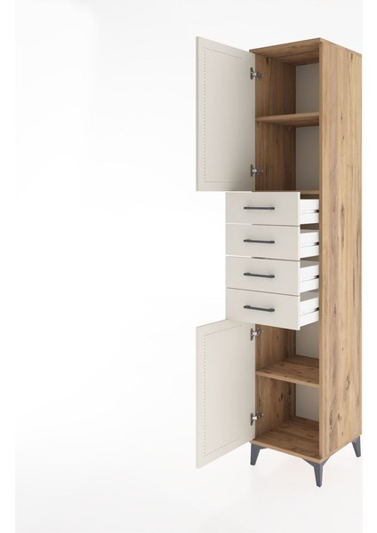 Hyperion Dolap 3 Raflı 4 Çekmeceli 2 Kapaklı 44X44X221 Çam-Aytaşı fırsatları