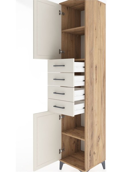 Hyperion Dolap 3 Raflı 4 Çekmeceli 2 Kapaklı 44X44X221 Çam-Aytaşı indirimleri