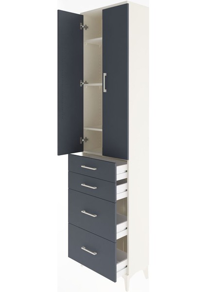 Arges Dolap 4 Raflı 4 Çekmeceli 2 Kapaklı 60X30X243 Aytaşı-Antrasit fırsatları