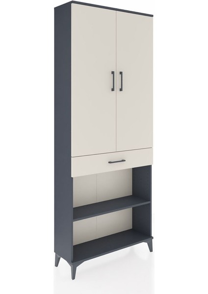 Arges Dolap 4 Raflı Tek Çekmeceli 2 Kapaklı 88X30X221 Antrasit-Aytaşı fiyatları