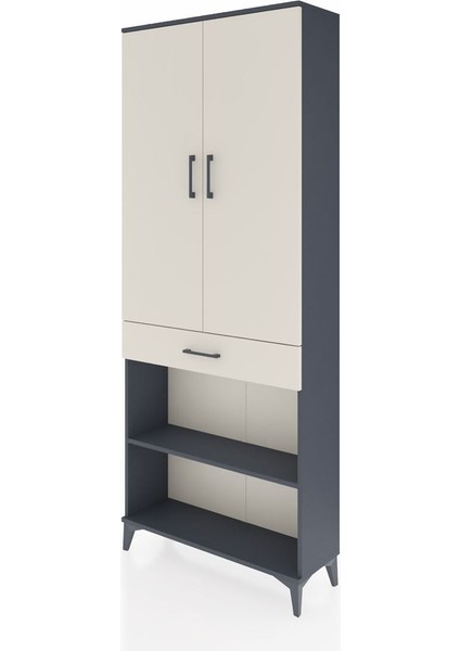 Arges Dolap 4 Raflı Tek Çekmeceli 2 Kapaklı 88X30X221 Antrasit-Aytaşı modelleri