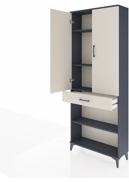 Arges Dolap 4 Raflı Tek Çekmeceli 2 Kapaklı 88X30X221 Antrasit-Aytaşı fırsatları