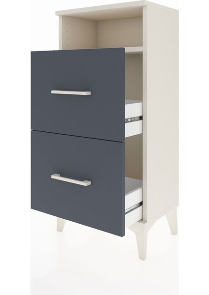 Arges Komodin Tek Raflı 2 Çekmeceli 44X30X96 Aytaşı-Antrasit fırsatları