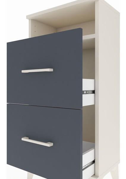 Arges Komodin Tek Raflı 2 Çekmeceli 44X30X96 Aytaşı-Antrasit indirimleri