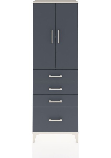 Arges Dolap 2 Raflı 4 Çekmeceli 2 Kapaklı 60X30X182 Aytaşı-Antrasit
