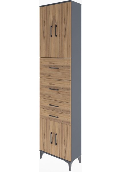 Arges Dolap 3 Raflı 4 Çekmeceli 4 Kapaklı 60X30X243 Antrasit-Çam modelleri