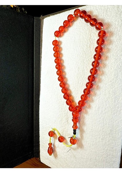 Sıkma Çubuk Kehribar Tesbih Küre Kesim Kırmızı Renkli T-169 fırsatları