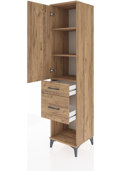 Hyperion Dolap 3 Raflı 2 Çekmeceli Tek Kapaklı 44X44X195 Çam-Çam fırsatları