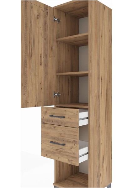 Hyperion Dolap 3 Raflı 2 Çekmeceli Tek Kapaklı 44X44X195 Çam-Çam indirimleri