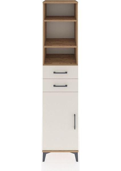 Hyperion Dolap 4 Raflı 2 Çekmeceli Tek Kapaklı 44X44X195 Çam-Aytaşı
