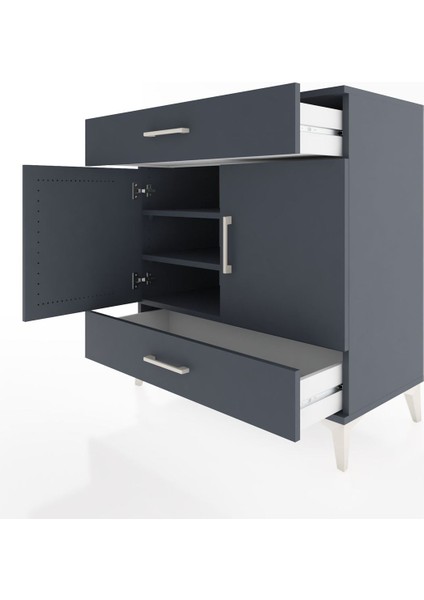 Hyperion Şifonyer 3 Raflı 2 Çekmeceli 2 Kapaklı 88X44X96 Antrasit-Antrasit fırsatları