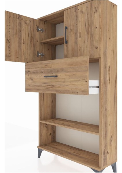 Arges Dolap 3 Raflı Tek Çekmeceli 2 Kapaklı 88X30X163 Çam-Çam indirimleri