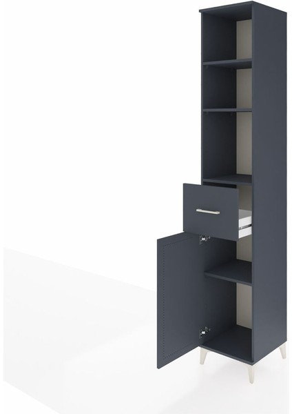 Hyperion Dolap 4 Raflı Tek Çekmeceli Tek Kapaklı 44X44X243 Antrasit-Antrasit fırsatları