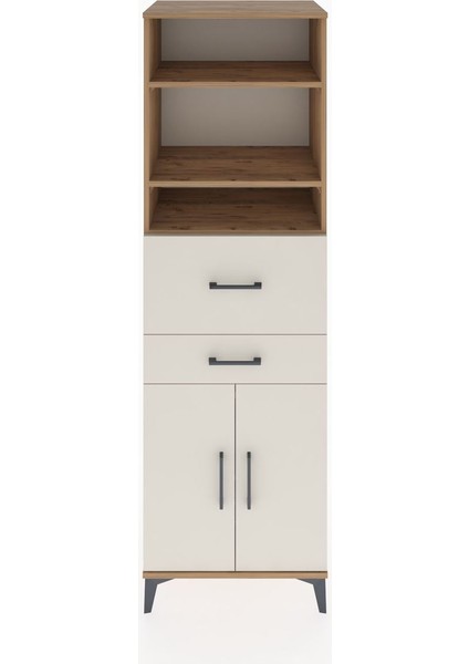 Hyperion Dolap 4 Raflı 2 Çekmeceli 2 Kapaklı 60X44X195 Çam-Aytaşı