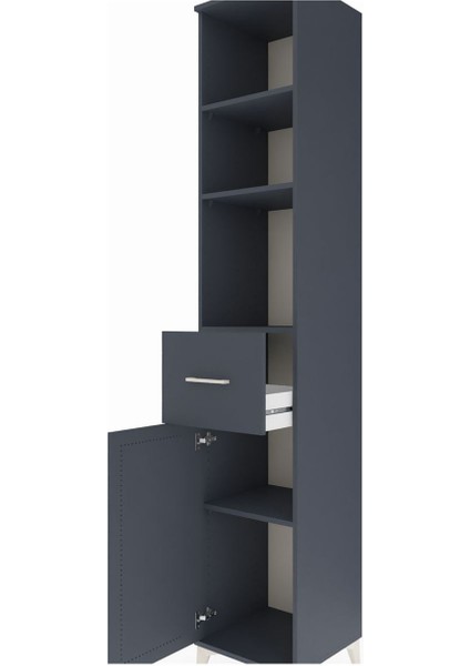 Hyperion Dolap 4 Raflı Tek Çekmeceli Tek Kapaklı 44X44X243 Antrasit-Antrasit indirimleri