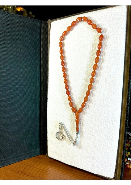 Turuncu Toz Kehribar Tesbih Arpa Kesim T-155 fırsatları