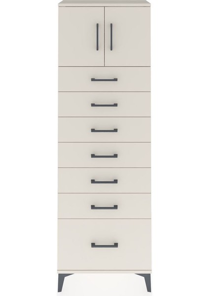 Arges Dolap Tek Raflı 7 Çekmeceli 2 Kapaklı 60X30X182 Aytaşı-Aytaşı